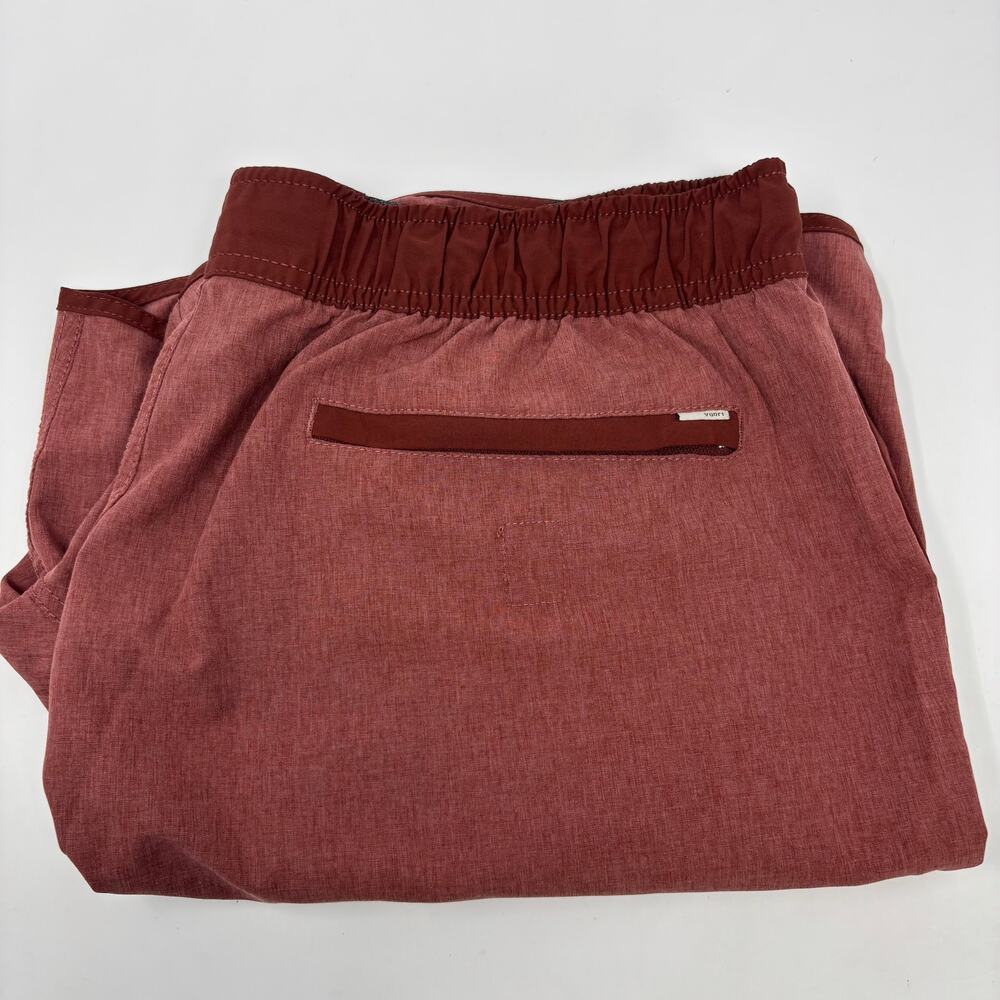 Vuori Mens XL Red Athletic Stretch Waist Pockets Drawstring Shorts